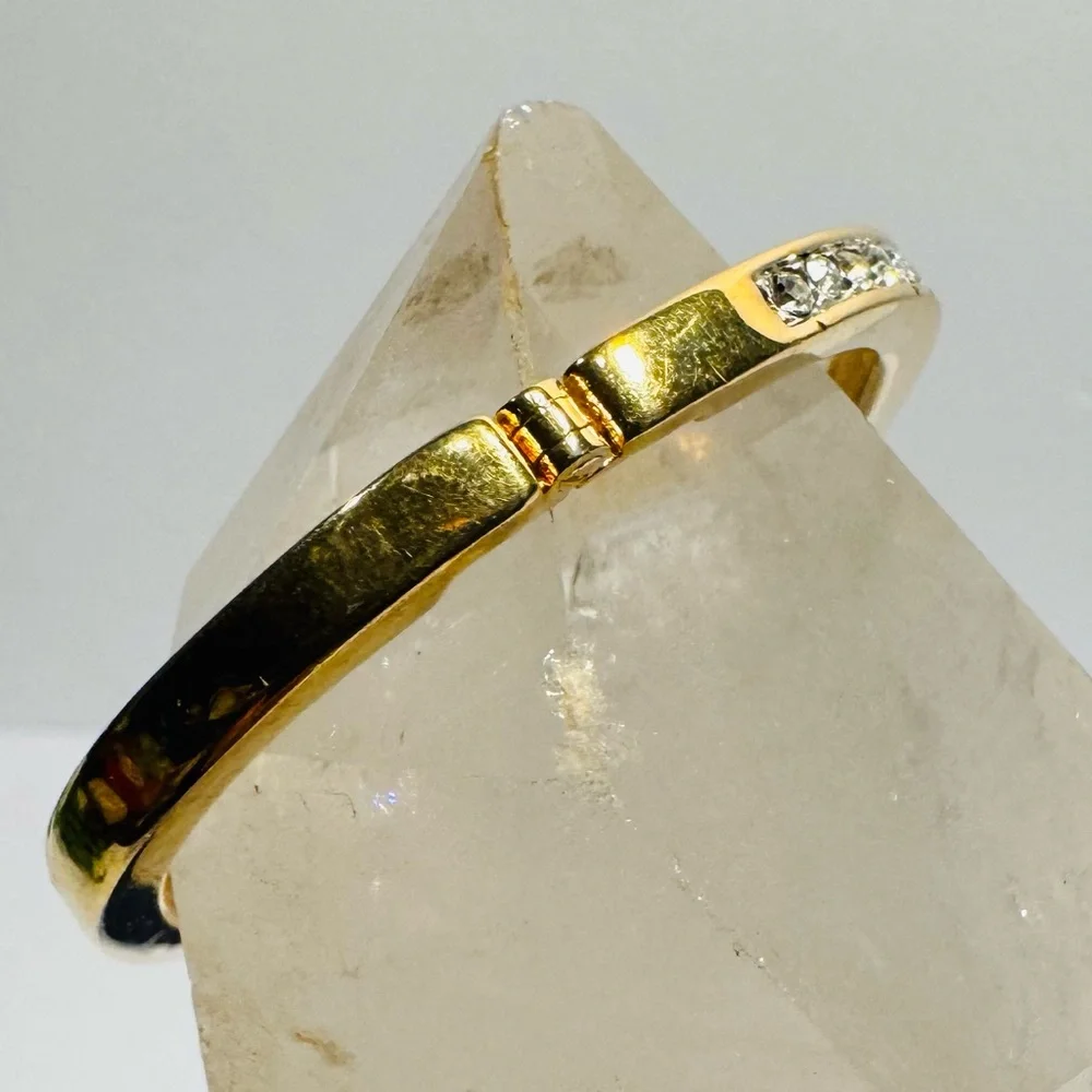 Vintage Swarovski Clear Crystal Hinged Bangle Bracelet *missing stones* - Picture 8 of 15